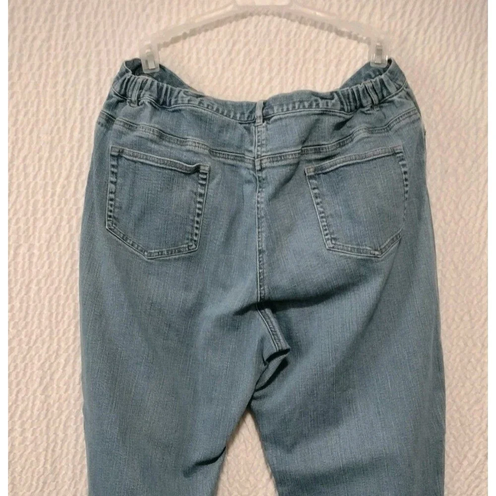 AUGUST MAX Women's Stretch Jeans Plus Size 5 1X/18W Adjustable Waist Wide Leg